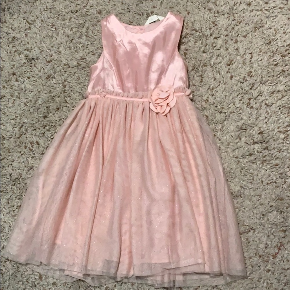 Pink dress for little girls with rose